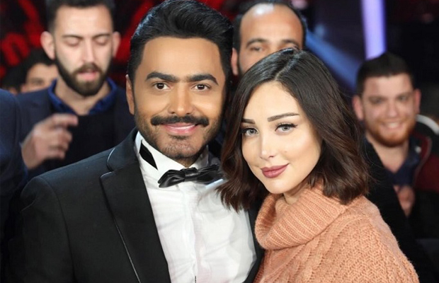 تامر حسني وزوجته بسمة بوسيل